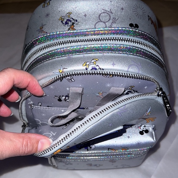 New!! Disney 100th Anniversary Platinum Mickey & Friends Mini Backpack - Picture 10 of 16